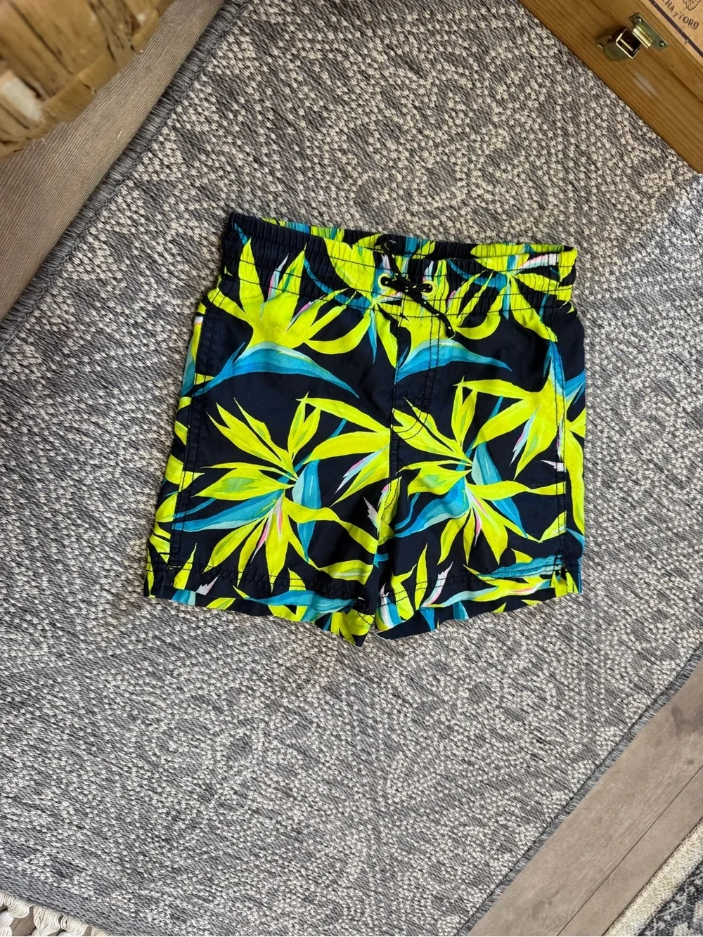 Old Navy Boys Vibrant Swim Trunks Size Small Tropical Leaves